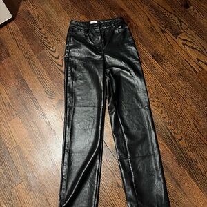 Wilfred Black Faux Leather Straight-Leg Pants